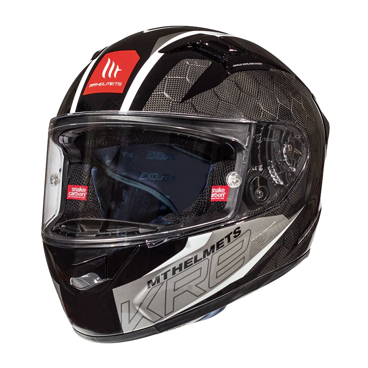 MT - Casco Para Moto MT Kre Snake Carbon Blanco Brillo