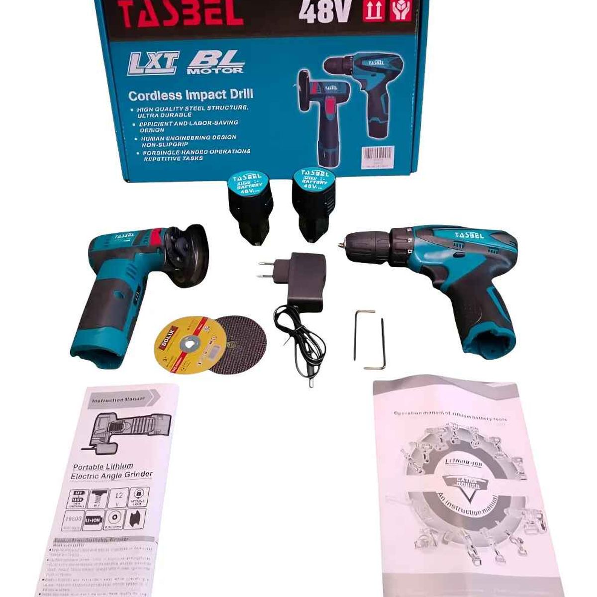 GENERICO - Taladro Inalámbrico Y Mini Esmeril Compacto Con Baterias Azul Acero 50 Hz / 60 Hz