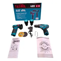 GENERICO - Taladro Inalámbrico Y Mini Esmeril Compacto Con Baterias Azul Acero 50 Hz / 60 Hz