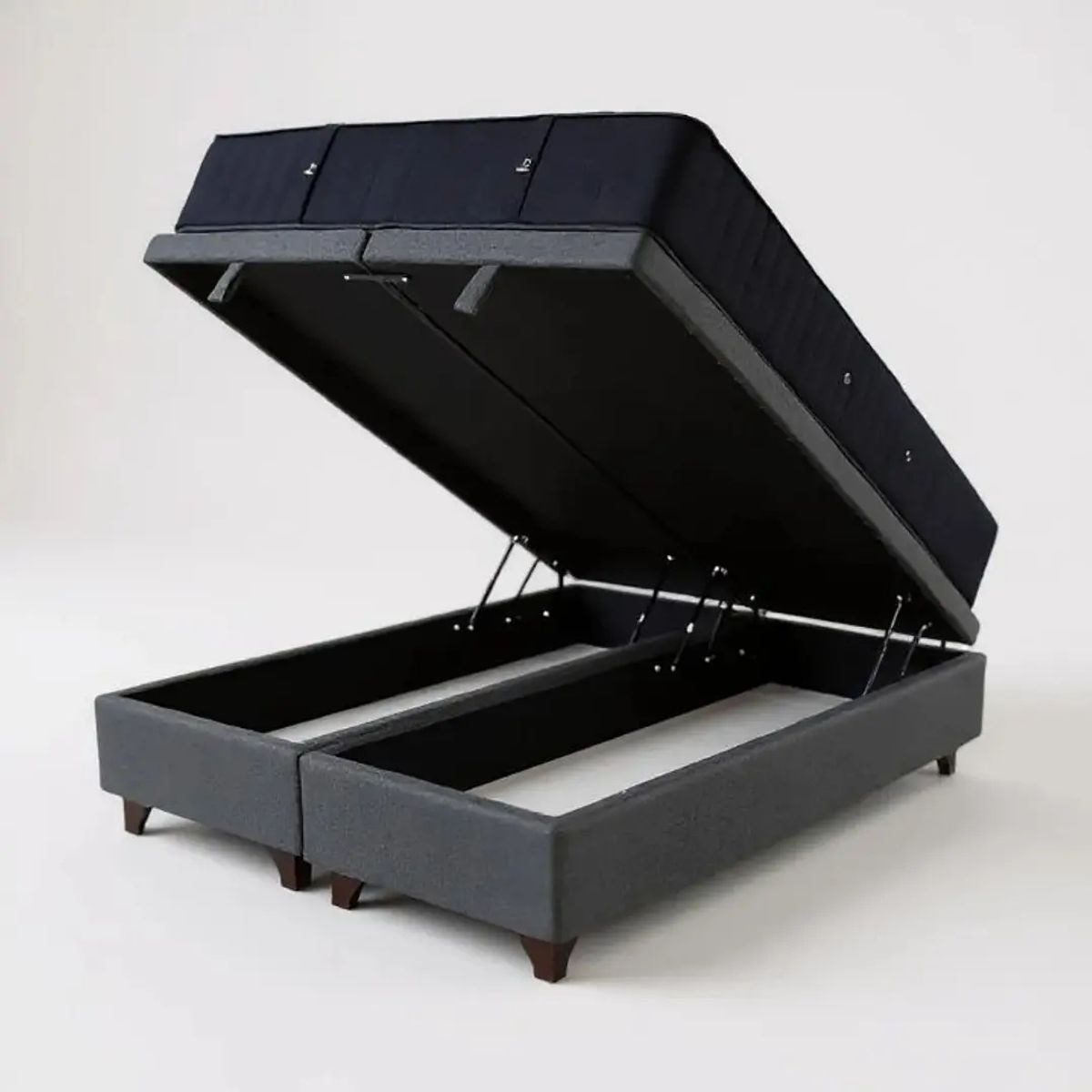 BLOCCARE - Cama Baul 2 Plazas L200+ Colchon CIC SUPER PREMIUM/ Patas de Madera 11CM (Gris)