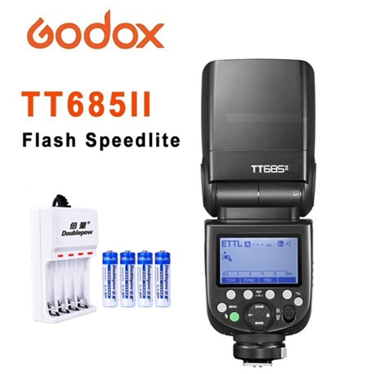 GODOX - FLASH GODOX TT685II PARA CANON TTL HSS + CARGADOR + 4 PILAS AA