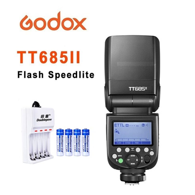 GODOX - FLASH GODOX TT685II PARA CANON TTL HSS + CARGADOR + 4 PILAS AA