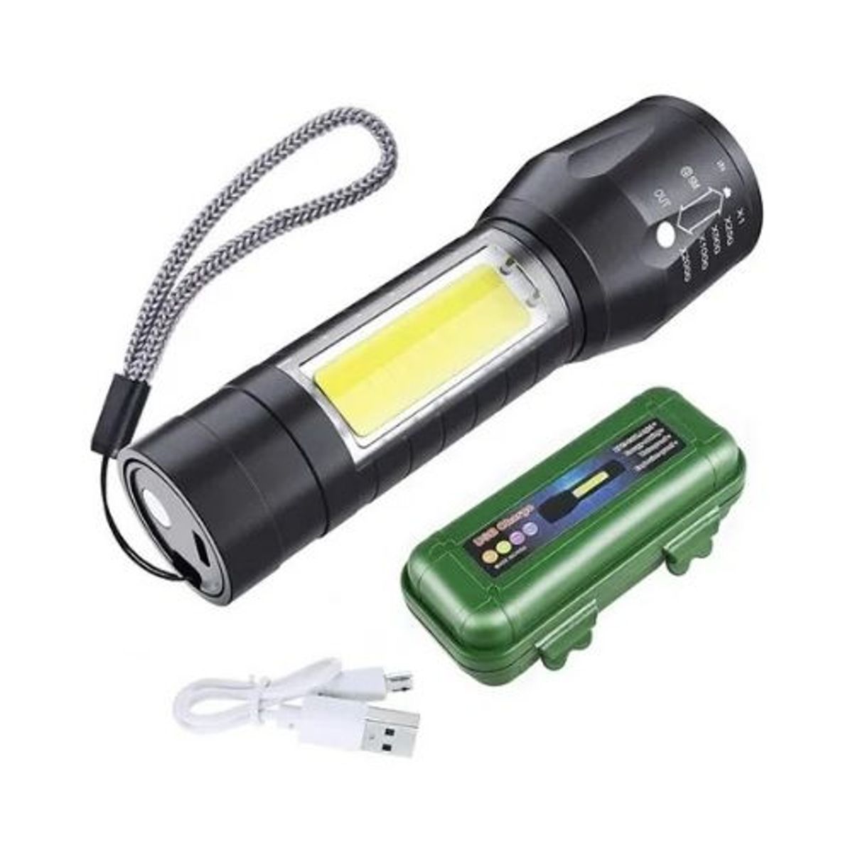 GENERICO - MINI LINTERNA USB CHARGE MRY7013 NEGRO