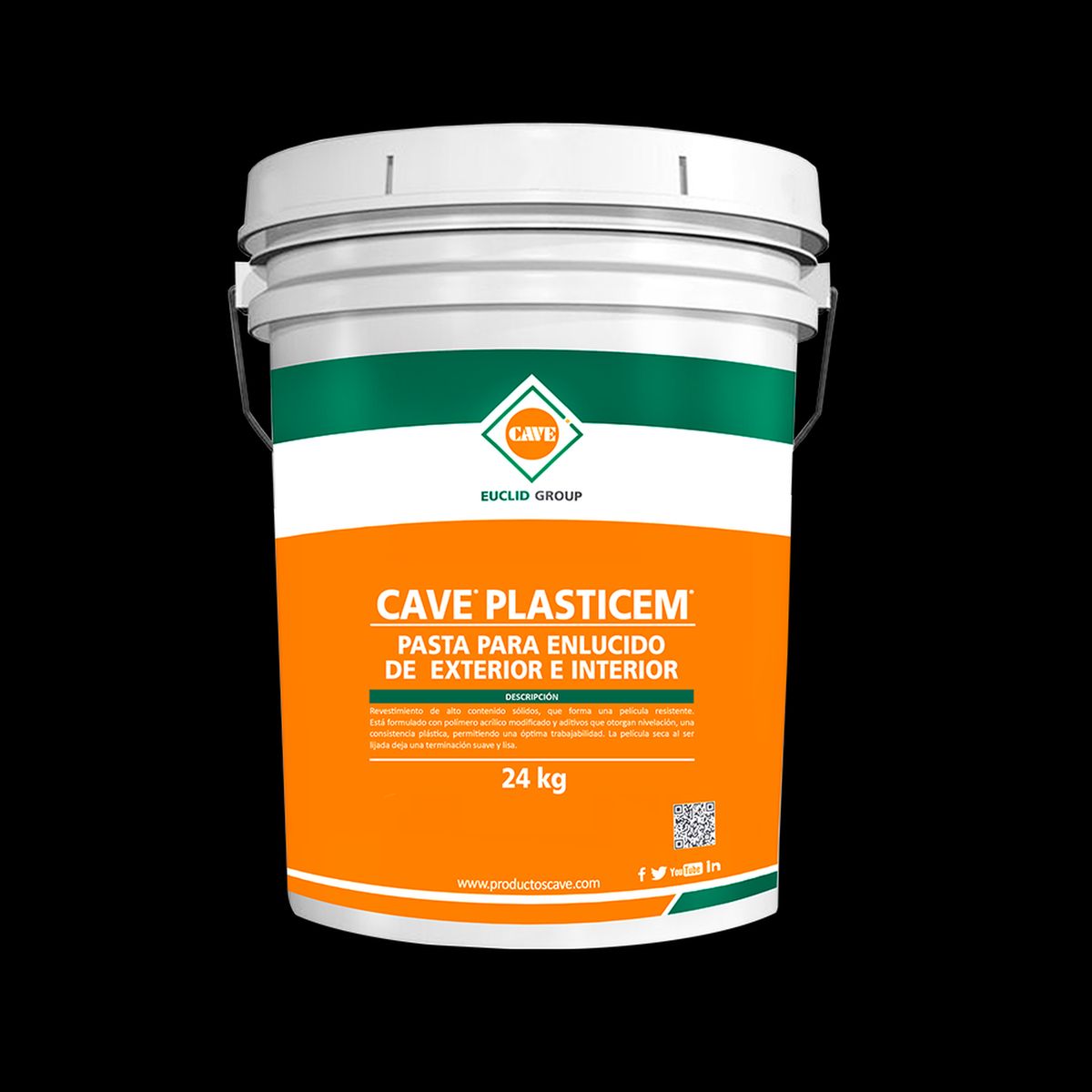 CAVE - CAVE PLASTICEM - Enlucido para exterior e interior, Balde 24 kg
