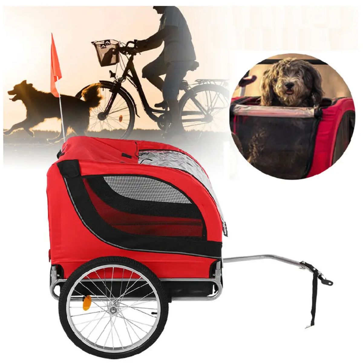 KIDSCOOL - CARRITO BABY TRAILER PARA PETS ROJO - DWTC4001-A