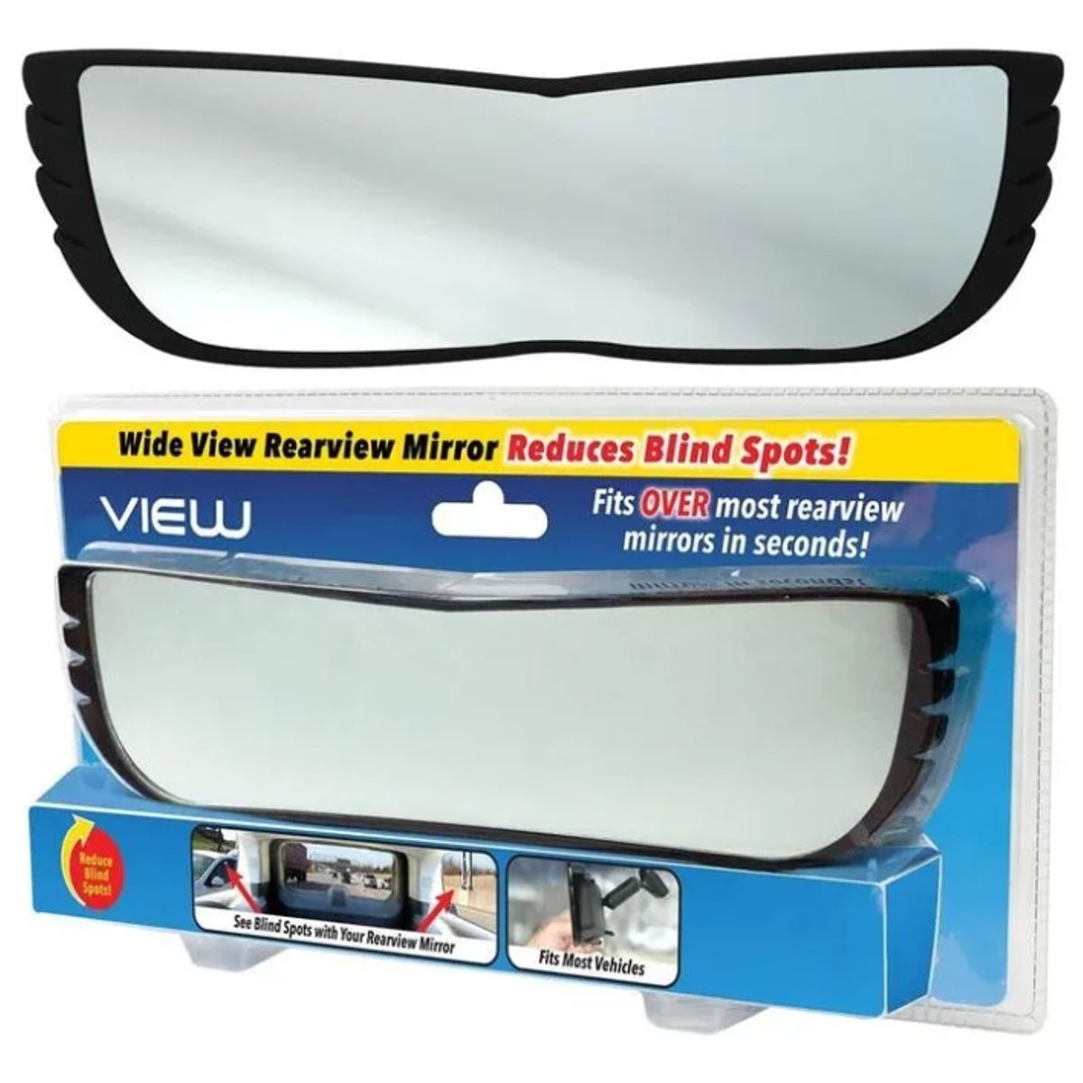 GENERICO - Espejo Retrovisor Universal Panorámico 28cm