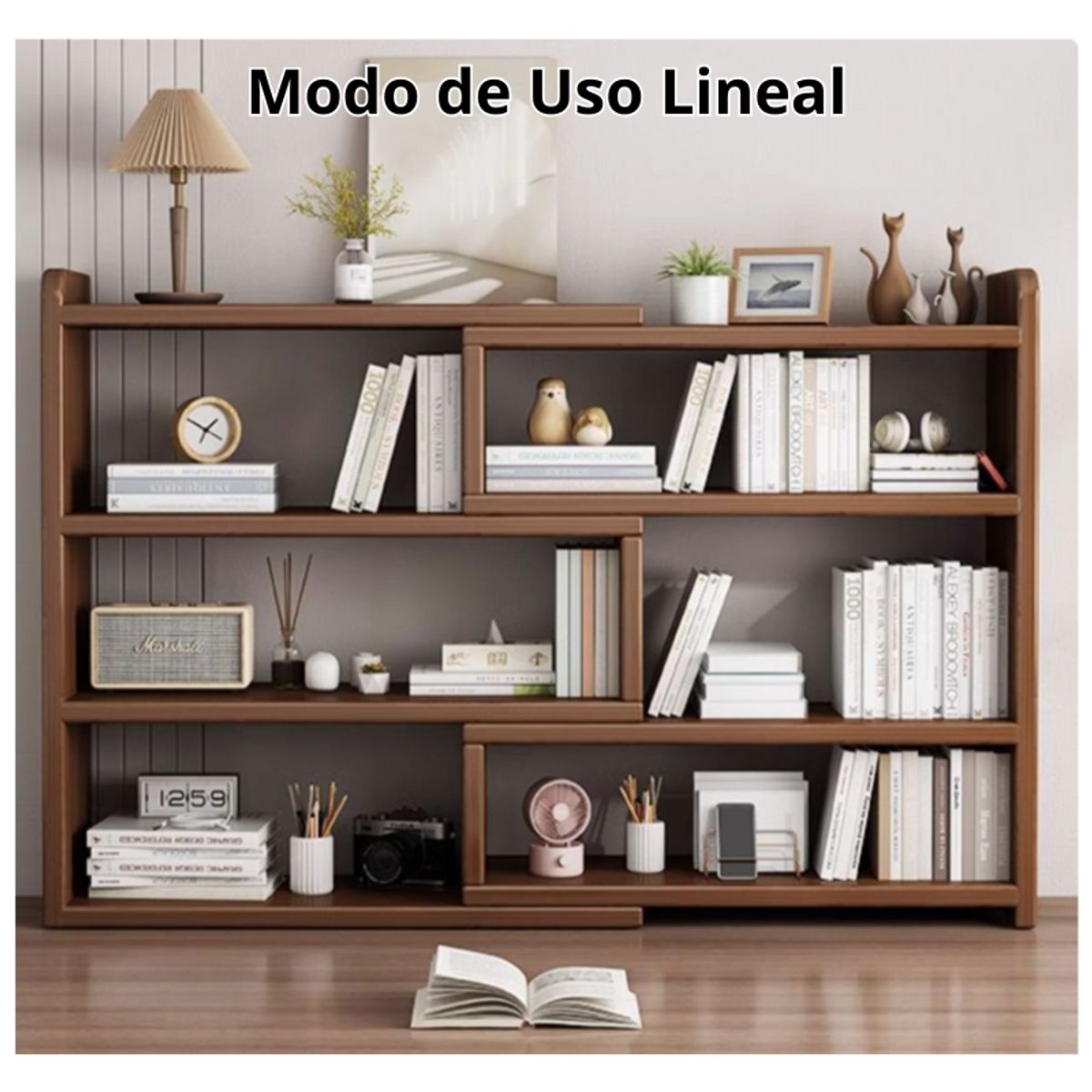 GENERICO - Estante Librero Madera Multifuncional Adaptable 60-120x80x17.