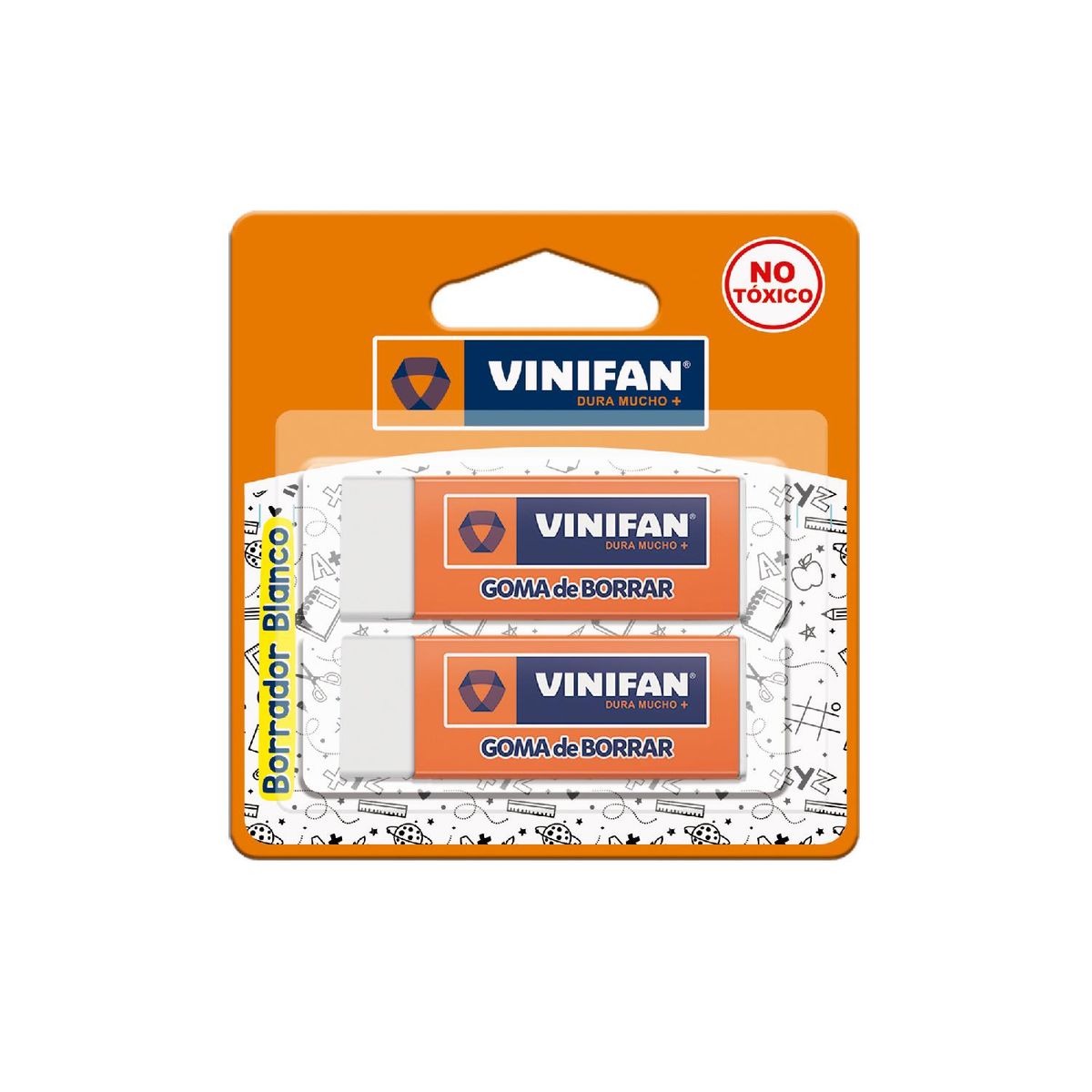 GENERICO - Goma de Borrar Grande Vinifan - Blister 2 uds - Blanco - Tamano Unico