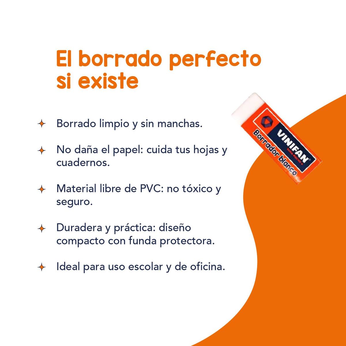 GENERICO - Goma de Borrar Grande Vinifan - Blister 2 uds - Blanco - Tamano Unico
