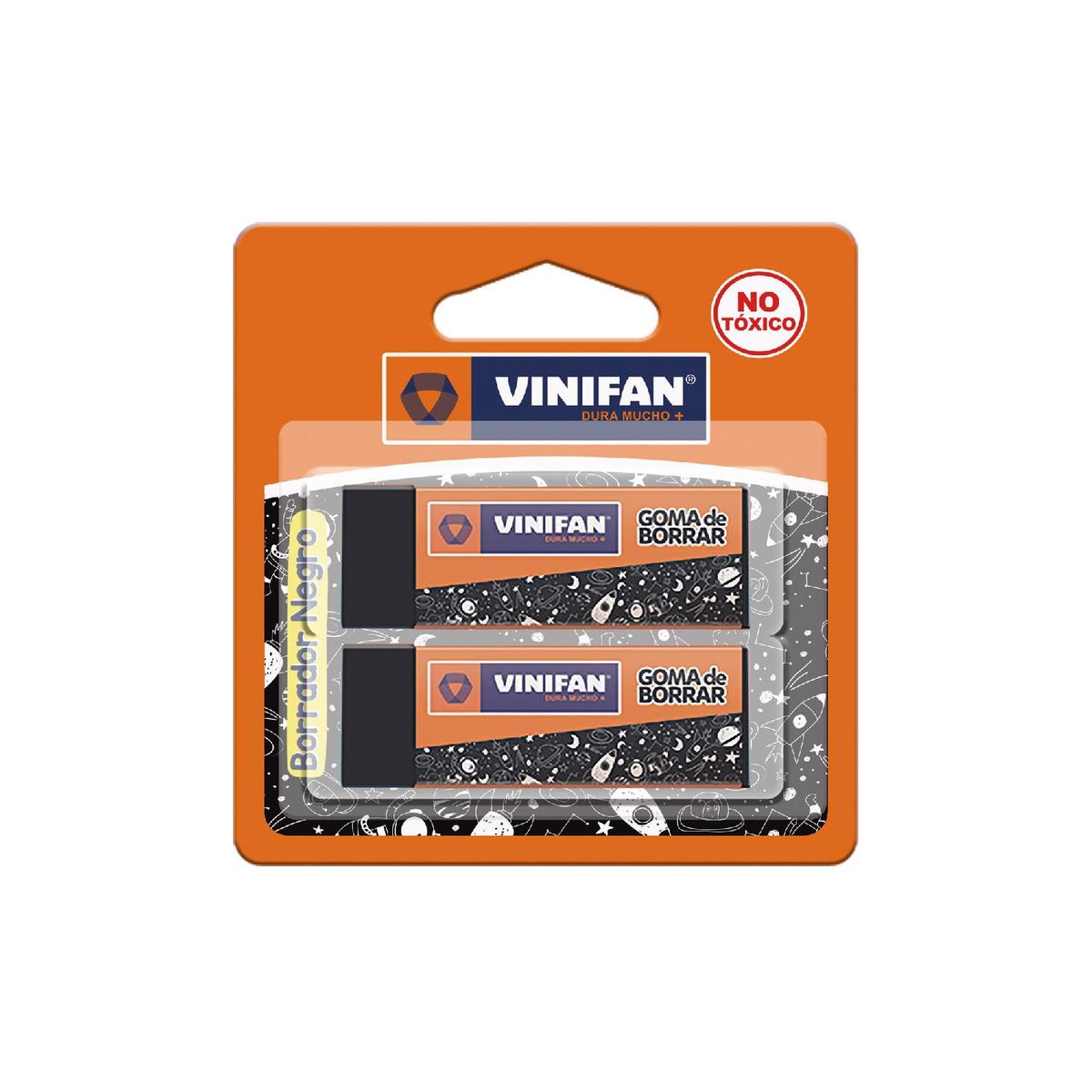 GENERICO - Goma de Borrar Grande Vinifan - Blister 2 uds - Negro - Tamano Unico