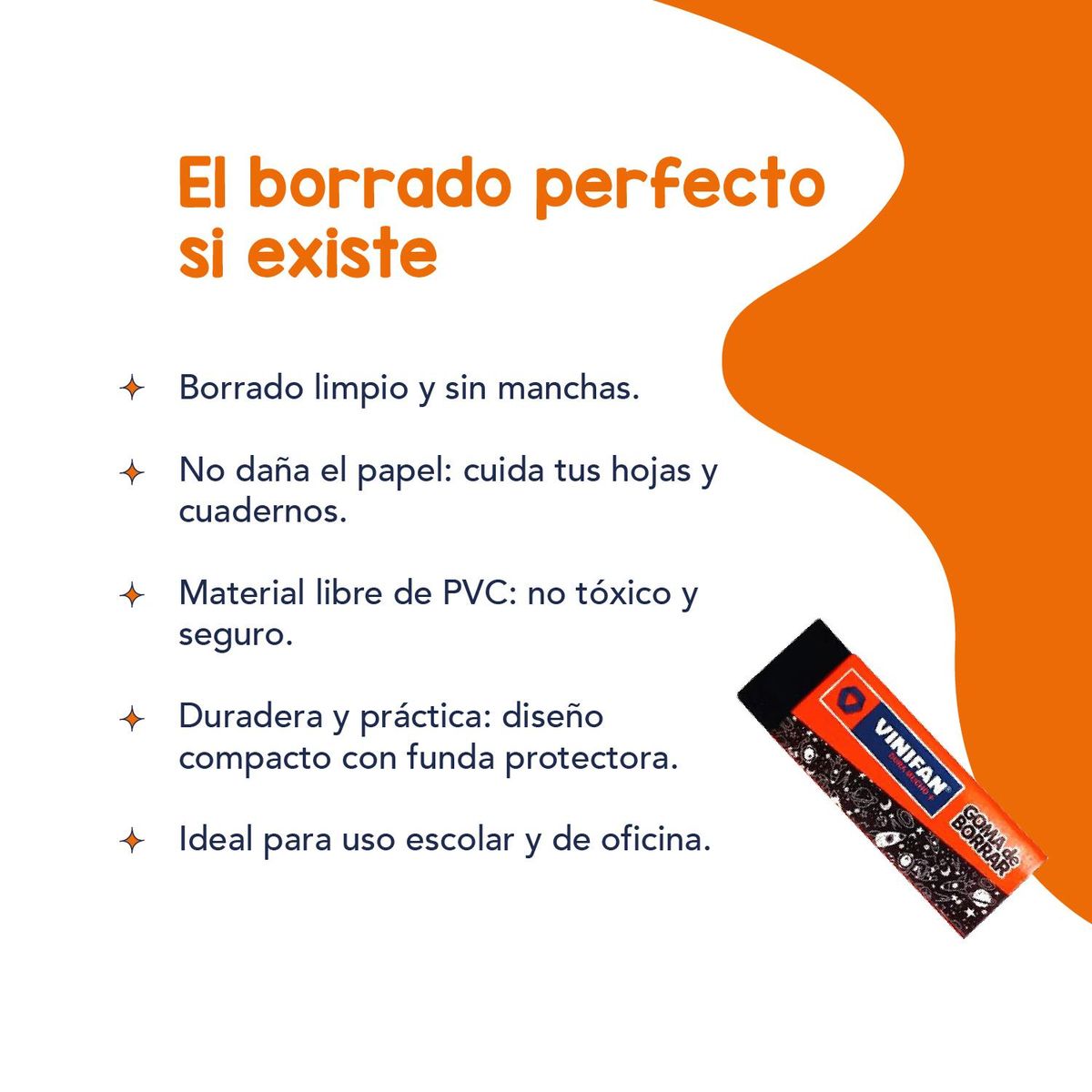 GENERICO - Goma de Borrar Grande Vinifan - Blister 2 uds - Negro - Tamano Unico
