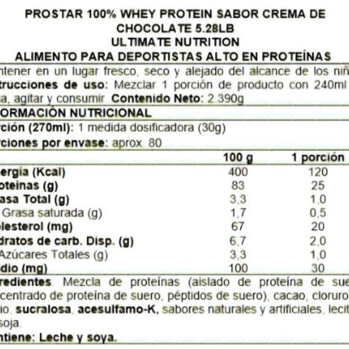 ULTIMATE NUTRITION - Proteína UL Prostar Whey 5lb - Frutilla
