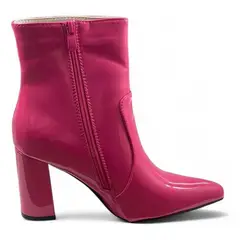 CC - Botines Charol Con Taco De 7cms Punta Fina