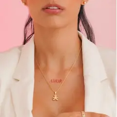 GENERICO - Conjunto cadena y colgante oso en oro laminado 18k