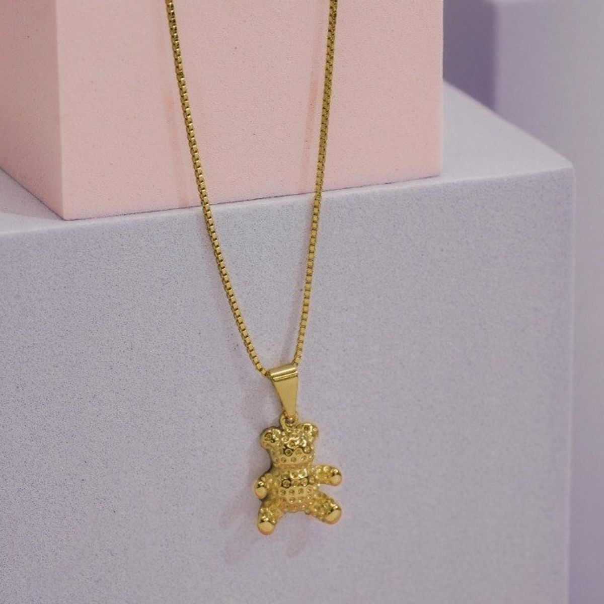 GENERICO - Conjunto cadena y colgante oso en oro laminado 18k