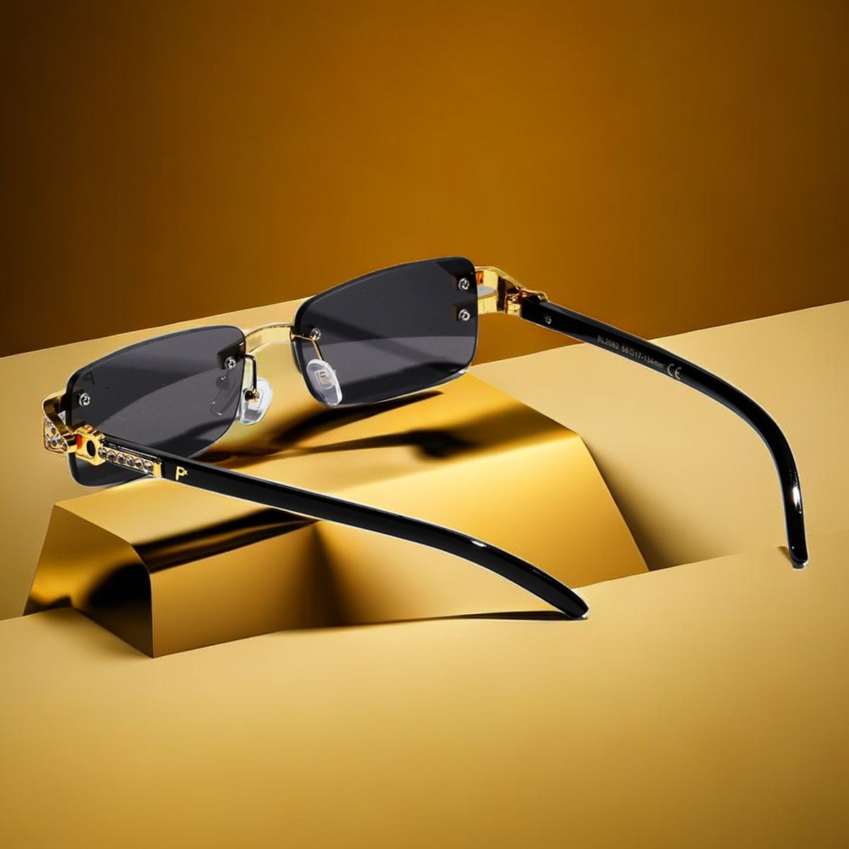 POLASUP - POLASUP Lentes de sol de metal de moda retro con caja exterior UV400