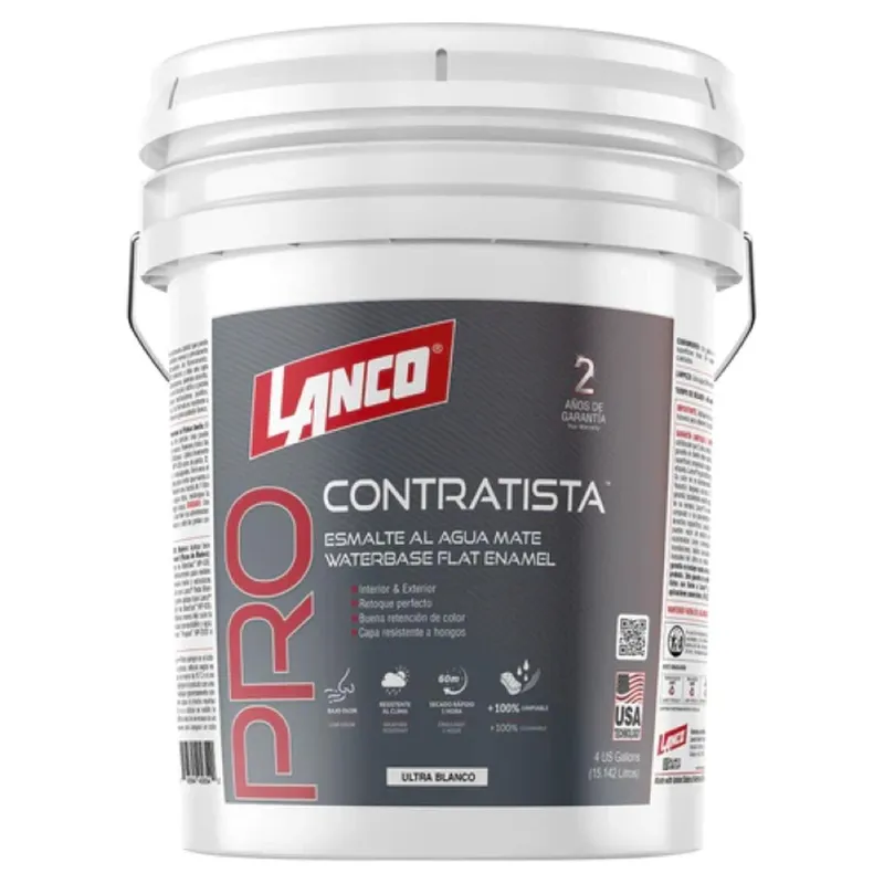 LANCO - Esmalte Al Agua Pro Contratista Tineta (15.1) Blanco Lanco
