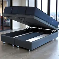 BLOCCARE - Cama Baul Full Dividida + Colchon CIC PREMIUM Ruedas DELUXEGris