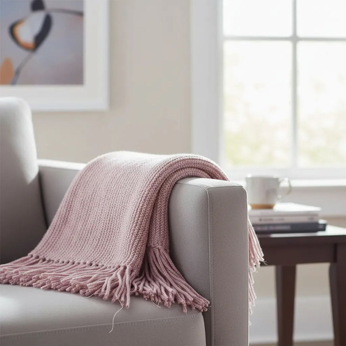 GENERICO - MANTA DECORATIVA ROSA CON FLECOS 180X130CM CSAMIO