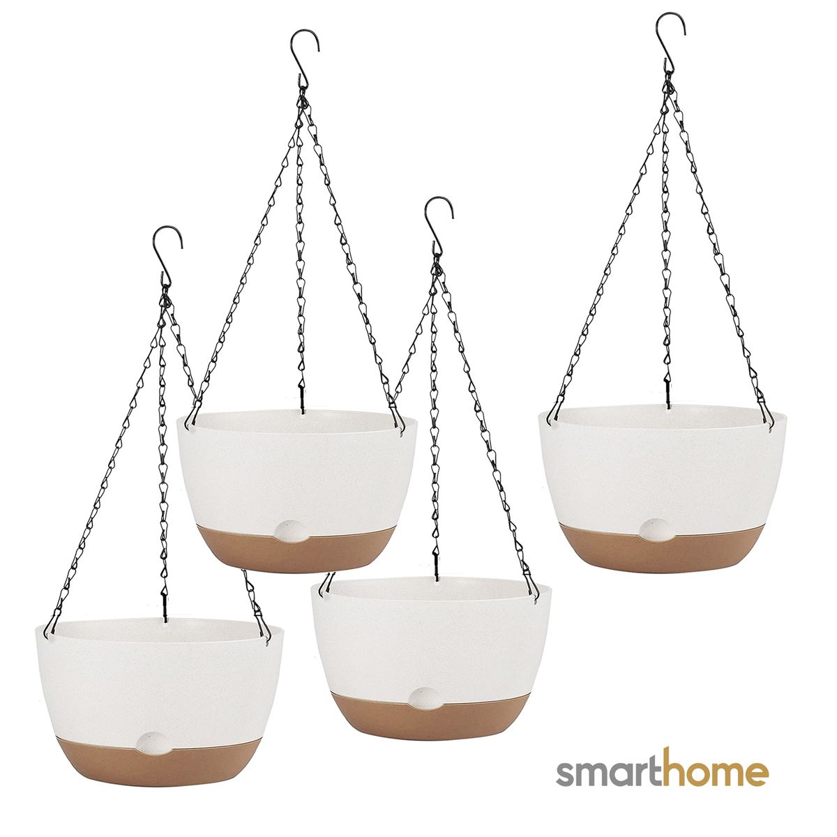 GENERICO - Kit 4 Macetero Colgante con Bandeja Extraíble y Drenaje L Blanco
