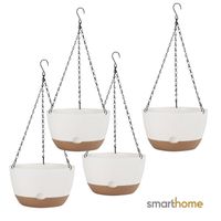 Kit 4 Macetero Colgante con Bandeja Extraíble y Drenaje L Blanco
