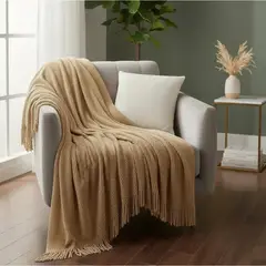 GENERICO - MANTA DECORATIVA MARRON CON FLECOS 180X130CM CSAMIO