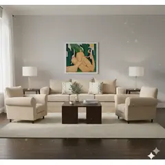 MUNDO LIVING - Living 311 Noah Beige claro Sofa 3 cuerpos + 2 poltronas resortes