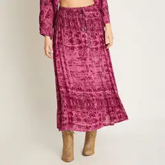 LORENZO DI PONTTI - Falda Rosa Maxi Estampado Boho