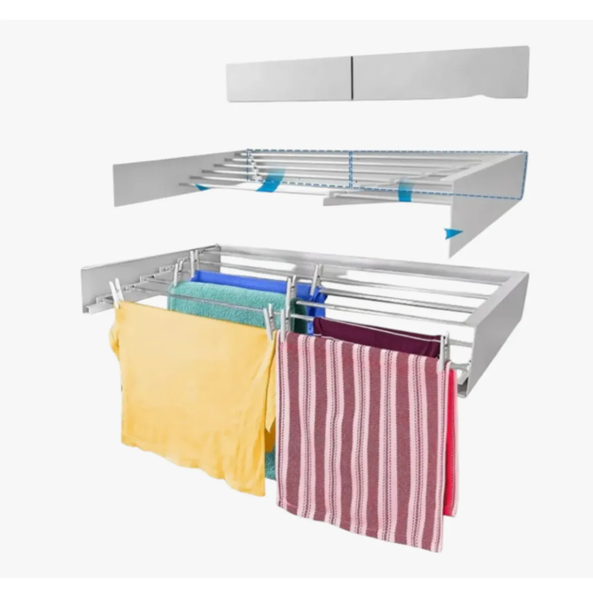 GENERICO - Tendedero De Ropa Plegable Retráctil De Pared 80cm