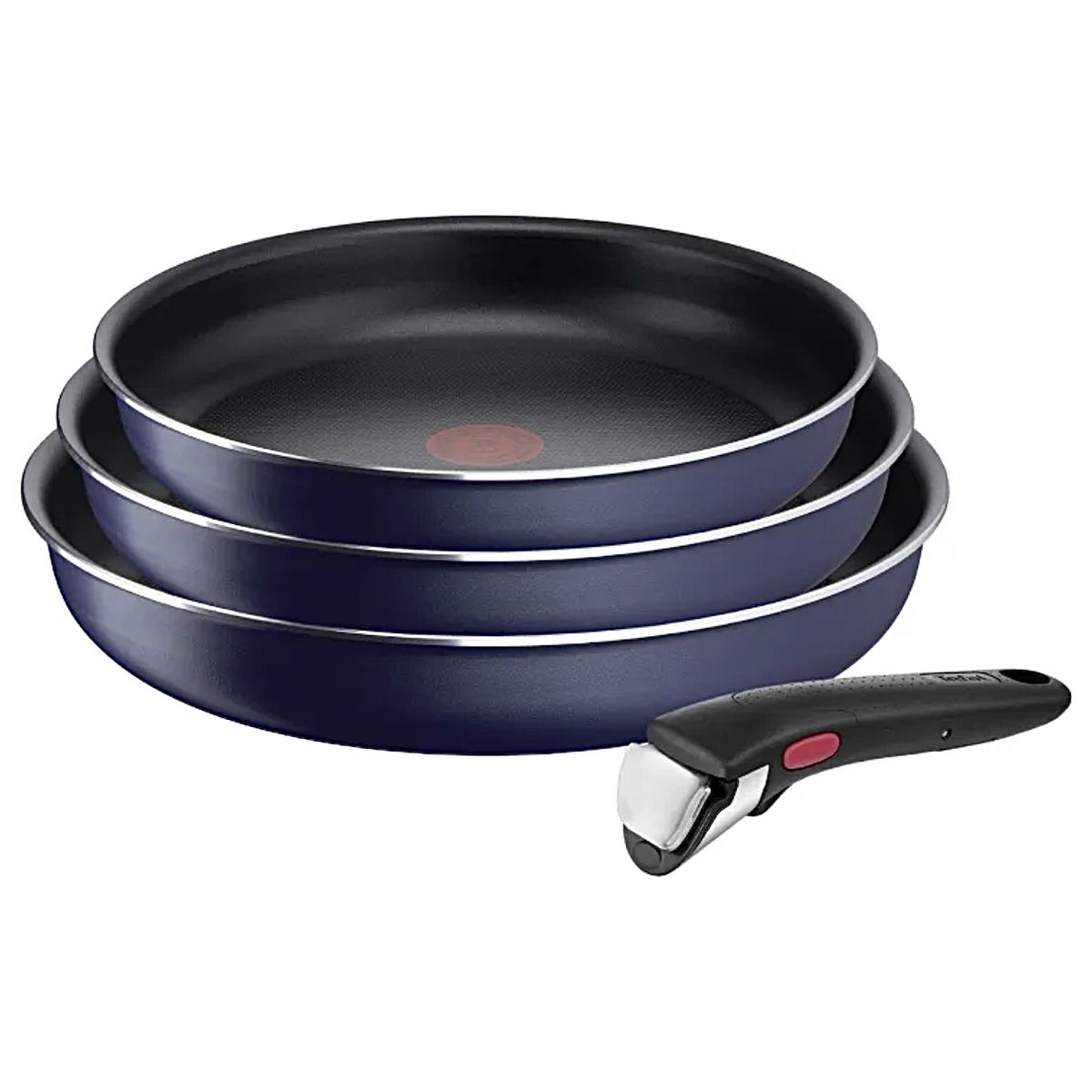 TEFAL - Set Sartenes 22-24-26 Cm + Mango Tefal Marca Francesa Color Negro