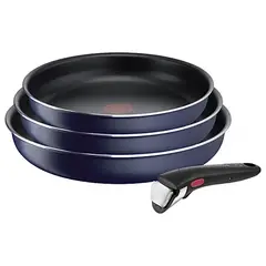 TEFAL - Set Sartenes 22-24-26 Cm + Mango Marca Francesa Color Negro
