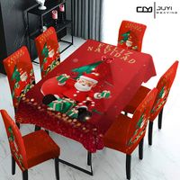 Set Navideño Fundas Sillas 6 +mantel Navidad 220x150cm Diseño