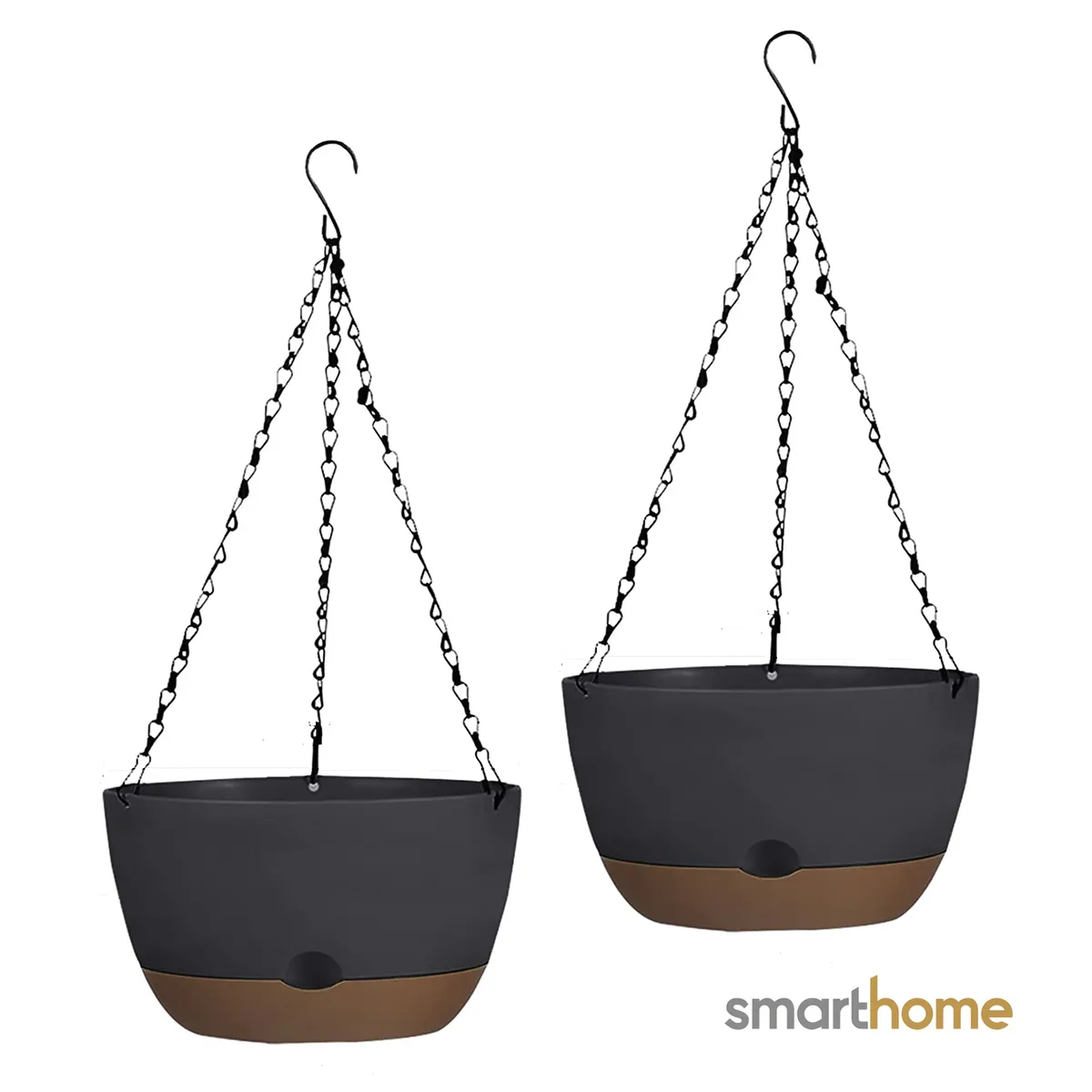 GENERICO - Kit 2 Macetero Colgante con Bandeja Extraíble y Drenaje L Negro