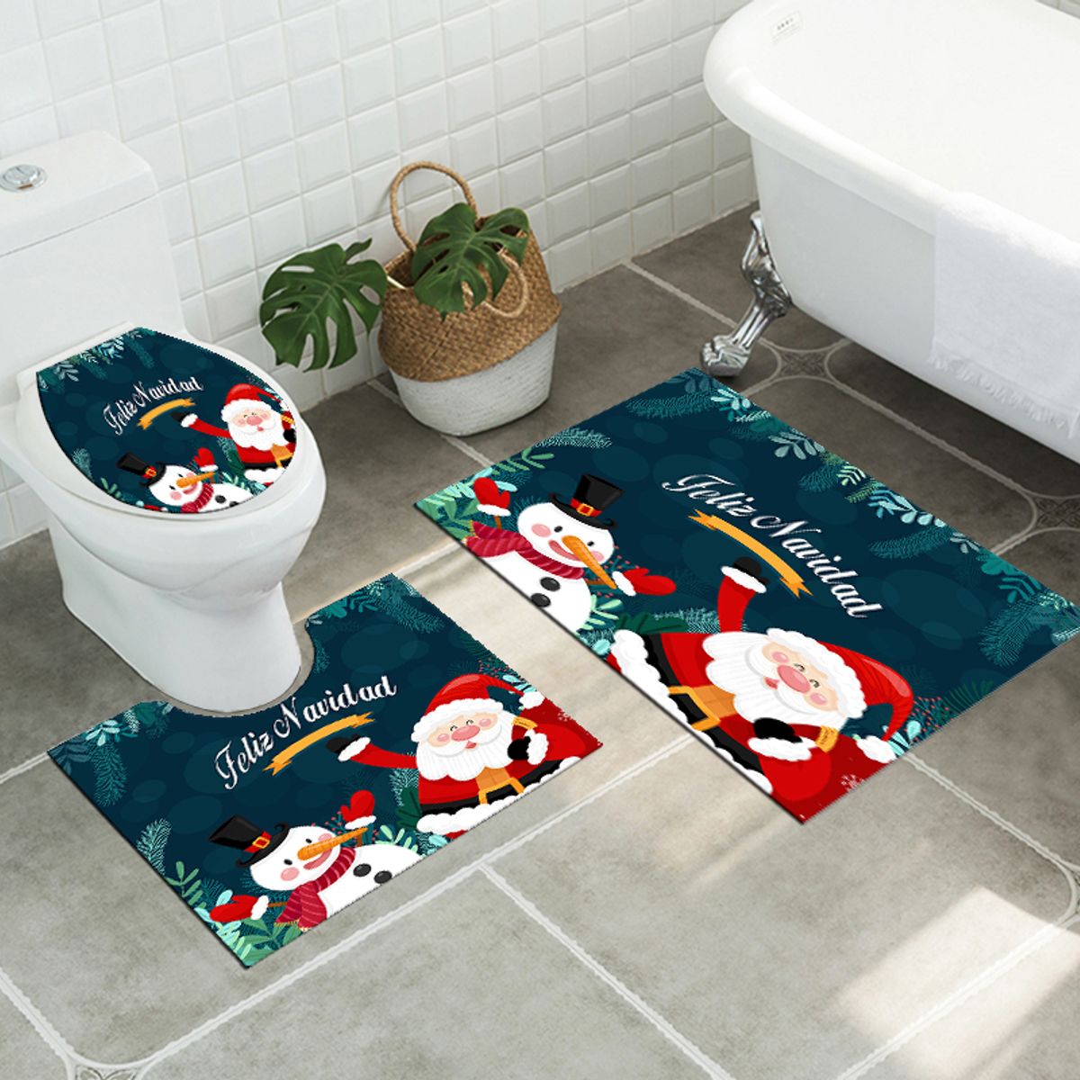 GENERICO - Alfombra De Baño Para Navidad 3 Piezas Hermosa
