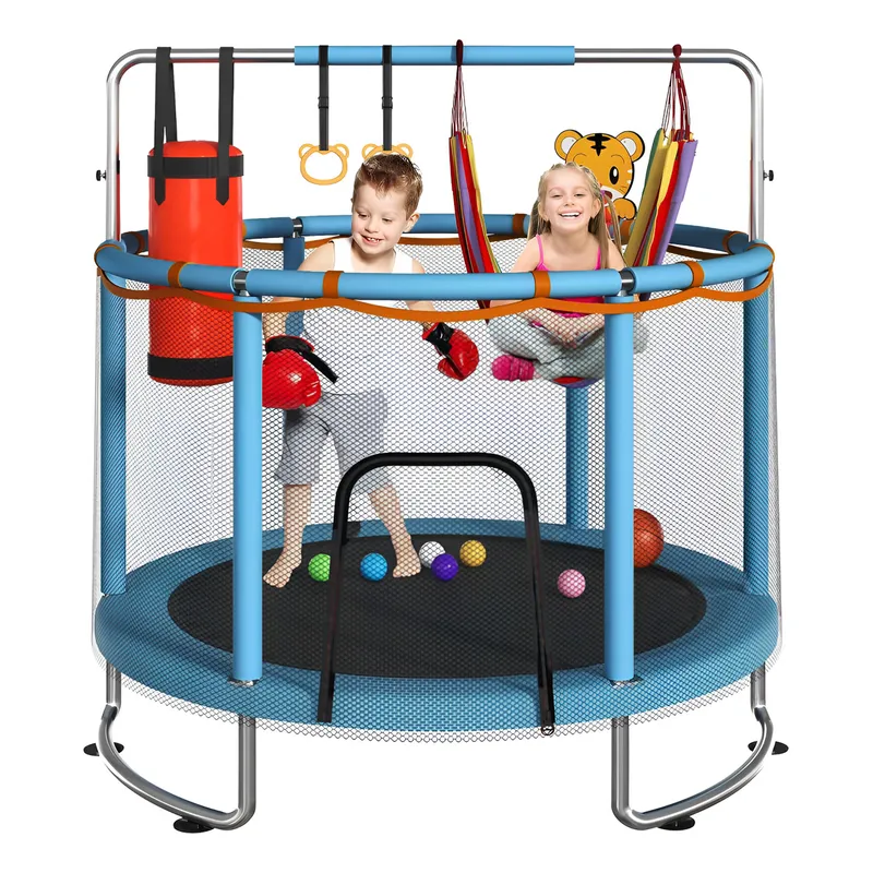 EVERSO - Mini Trampolin 140cm Cama Elastica Para Niños Con Juguetes