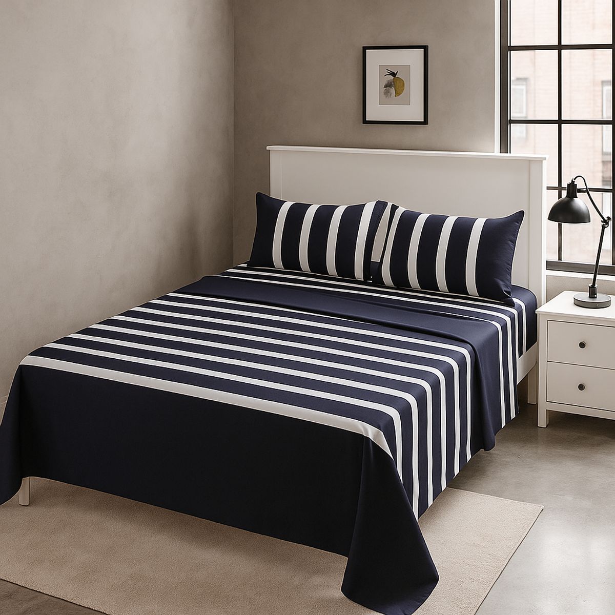 ARMONIA - Juego de sábanas 2 plazas 144 hilos clásicas diseño 762