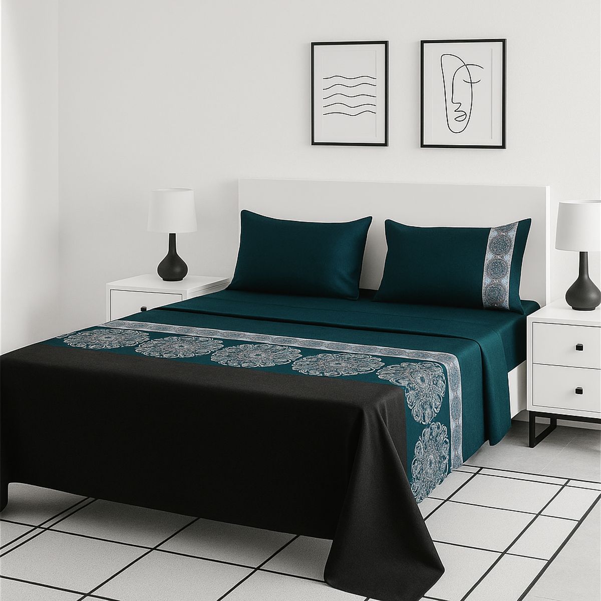 ARMONIA - estilo 770 juego de sábanas 2 plazas clásicas 144 hilos