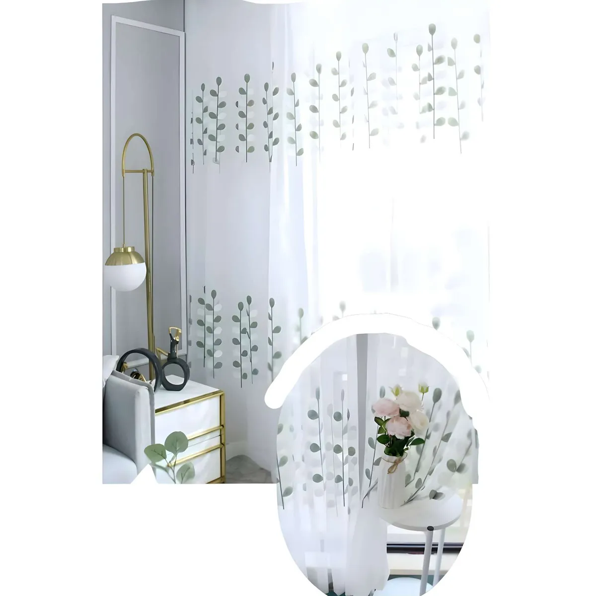 GENERICO - VELO VISILLO VISILLO HOJAS 140x230 Cm 2 PAÑOS