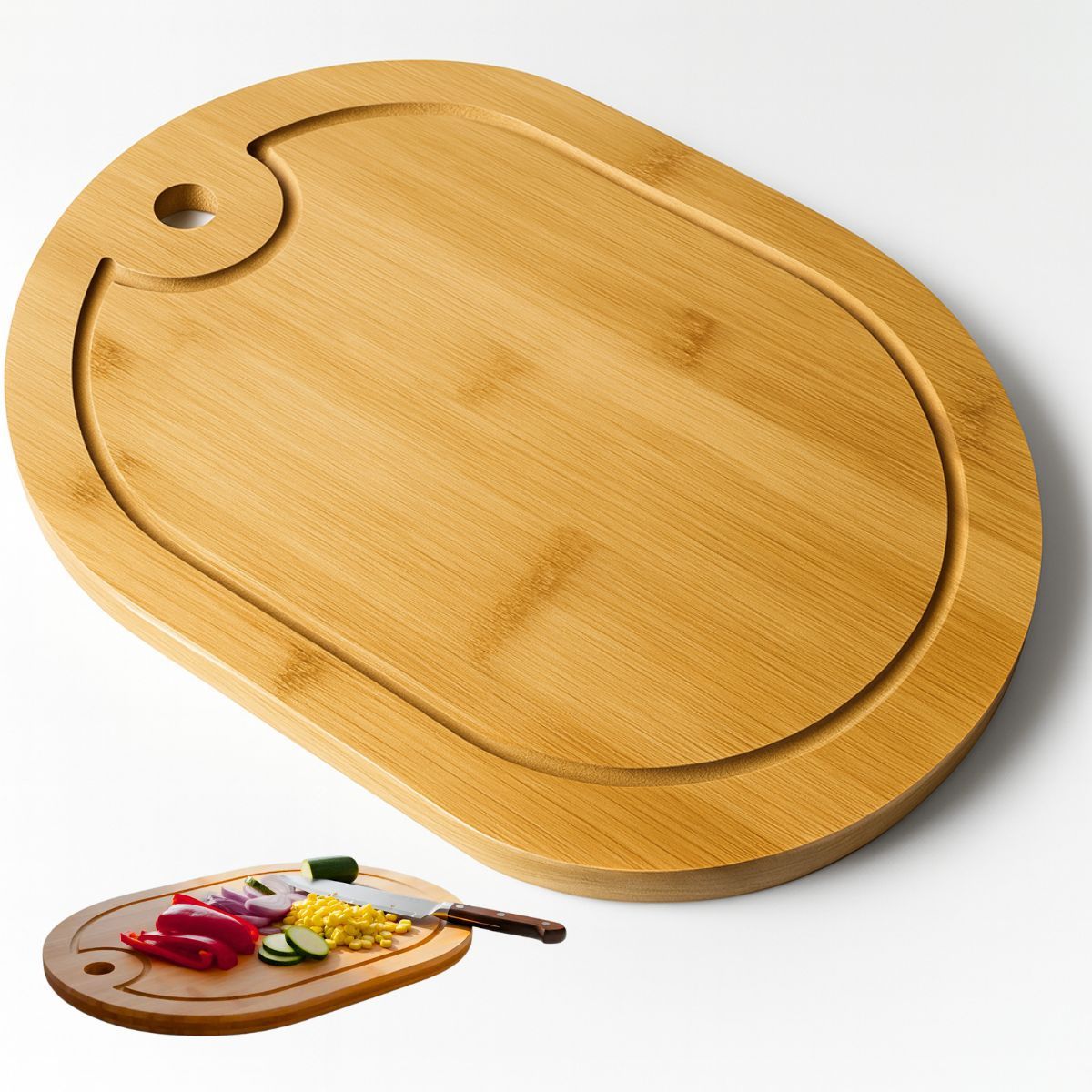 GENERICO - Tabla Bandeja Para Picar Cortar Picoteo De Madera Ovalada