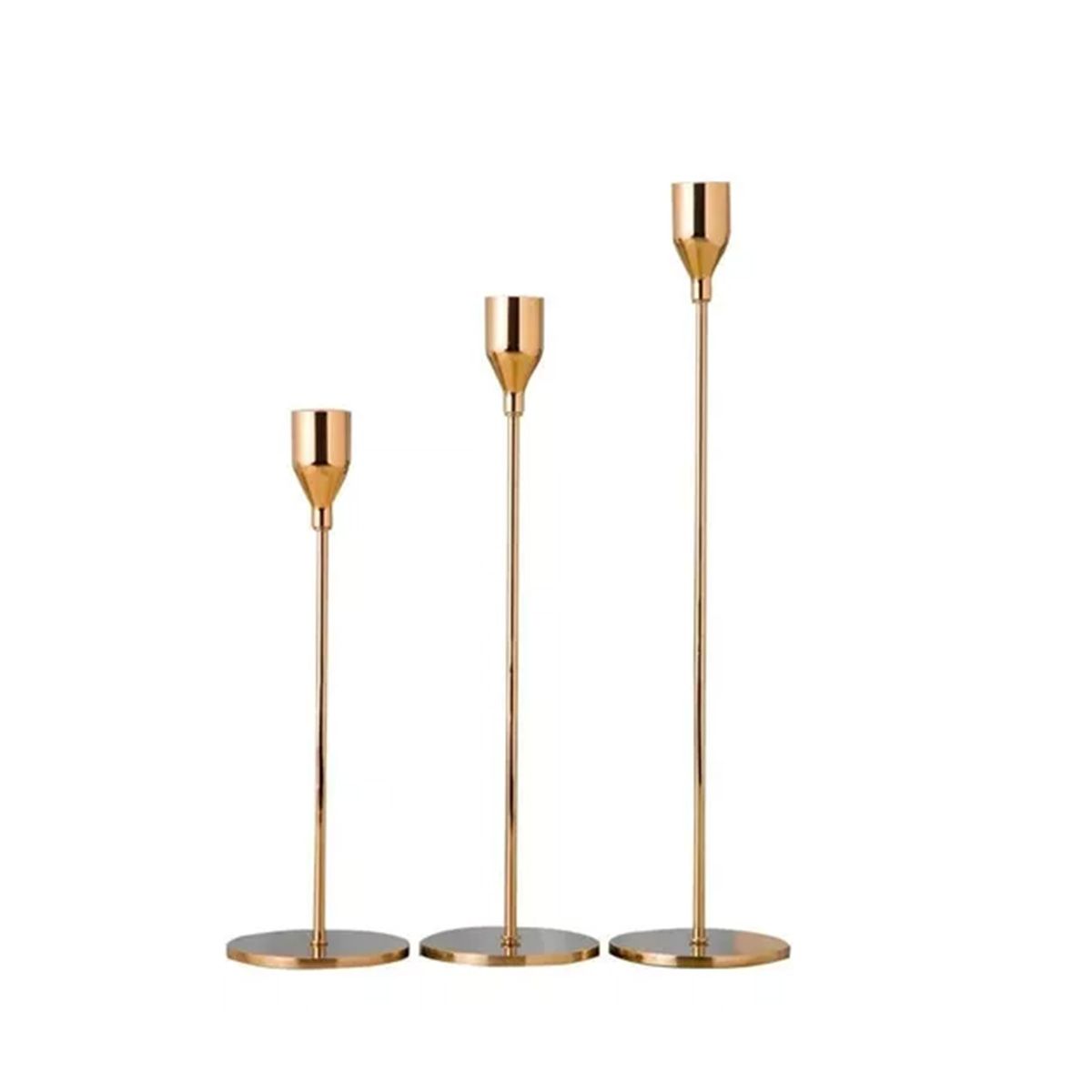 Set De 3 Candelabro Centro De Mesa Porta Vela- Oro, marca ATURE - Foto Principal
