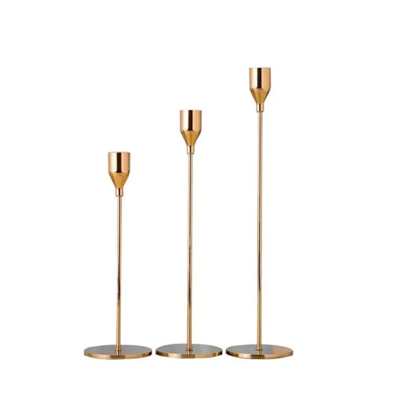 ATURE - Set De 3 Candelabro Centro De Mesa Porta Vela- Oro