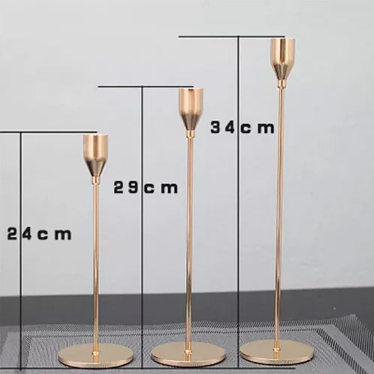 Set De 3 Candelabro Centro De Mesa Porta Vela- Oro, marca ATURE - Foto 2