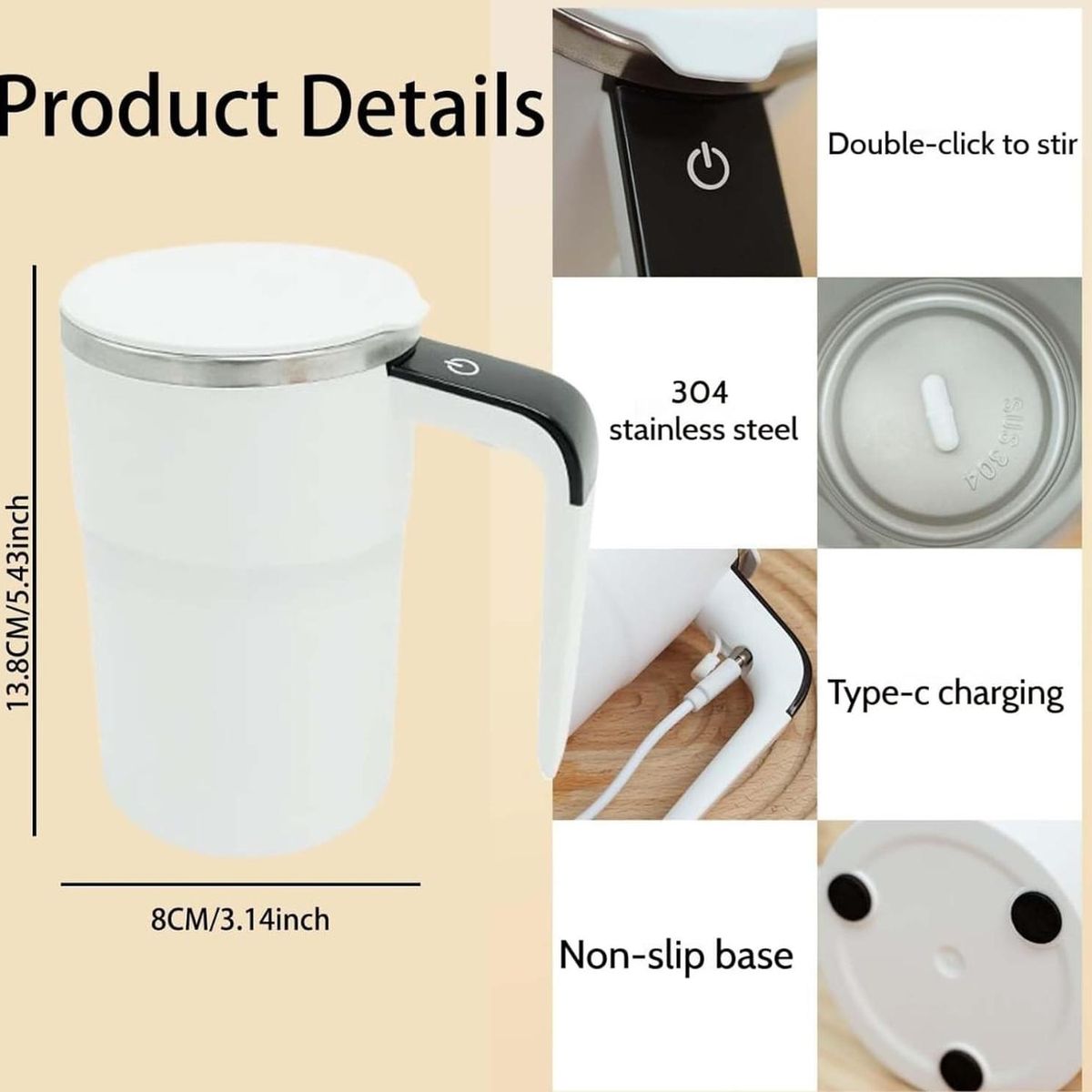 GENERICO - Taza Magnética Touch Recargable USB