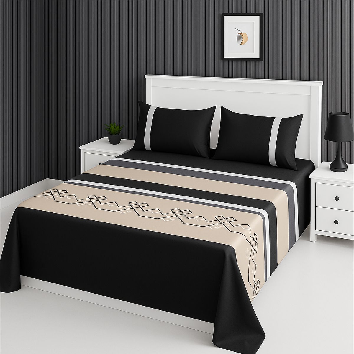 ARMONIA - Juego de sábanas 2 plazas 144 hilos clásicas diseño 762