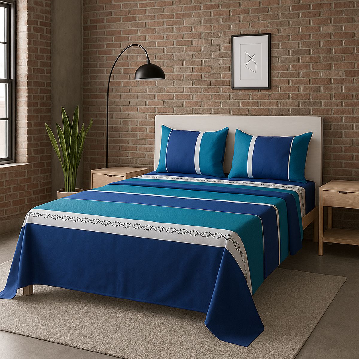 ARMONIA - Juego de sábanas 2 plazas 144 hilos clásicas diseño 762