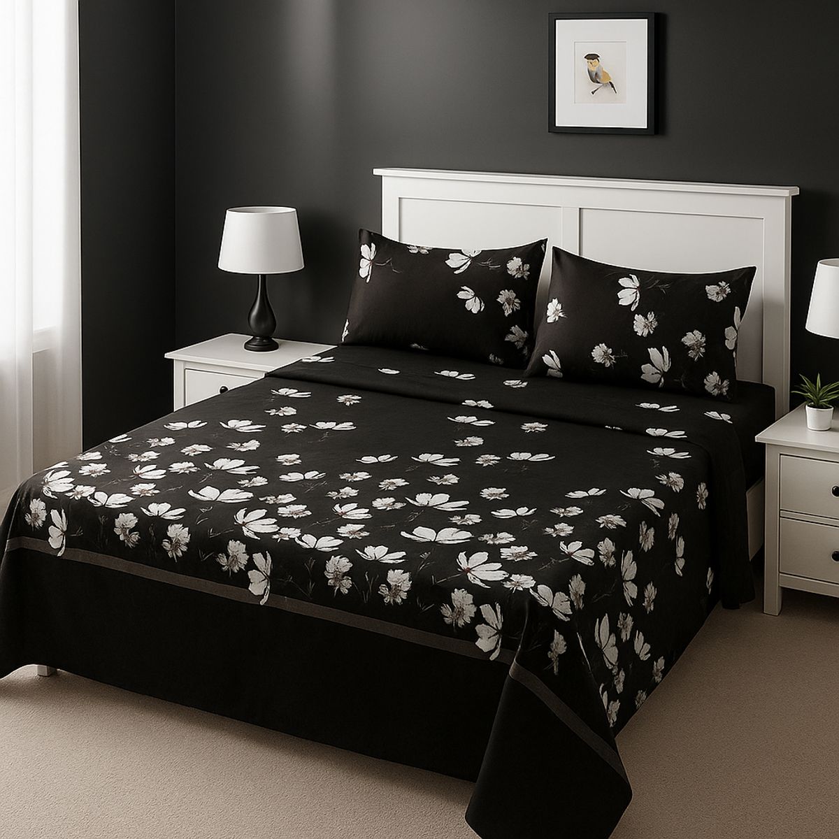 ARMONIA - Juego de sábanas 2 plazas 144 hilos clásicas estilo 775