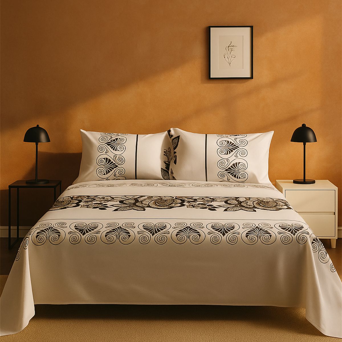 ARMONIA - diseño 763 juego de sábanas 2 plazas clásicas 144 hilos