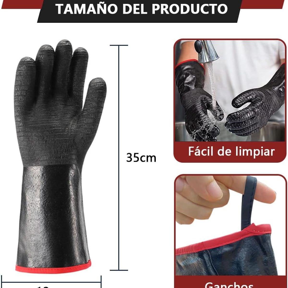 KUANGYE - 850°c Guantes Alta Temperatura Cocina Hornos Asado Parrilla