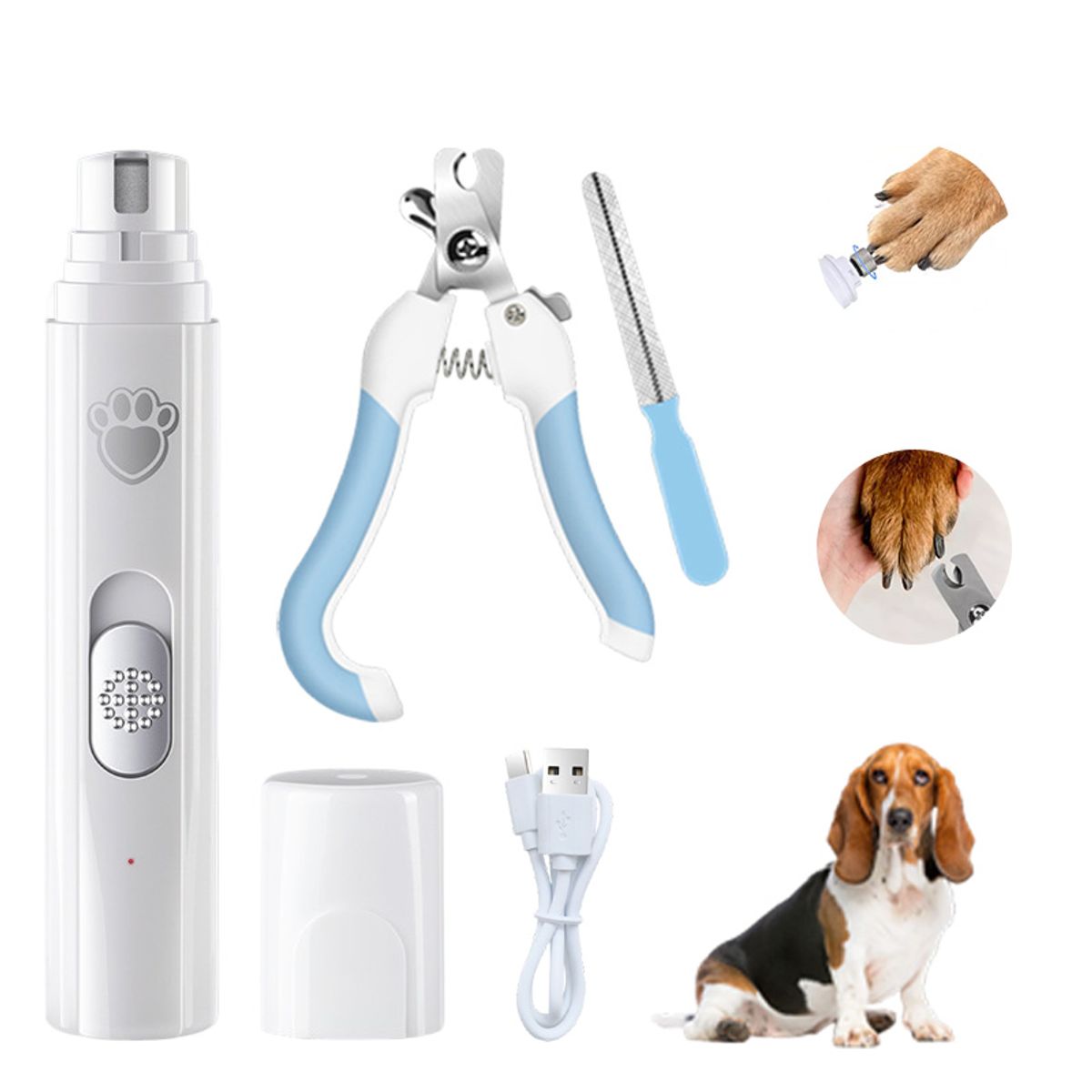 KINDA NICE - Set De Amoladora De Uñas Recargable Para Perro Gato Cortaúña