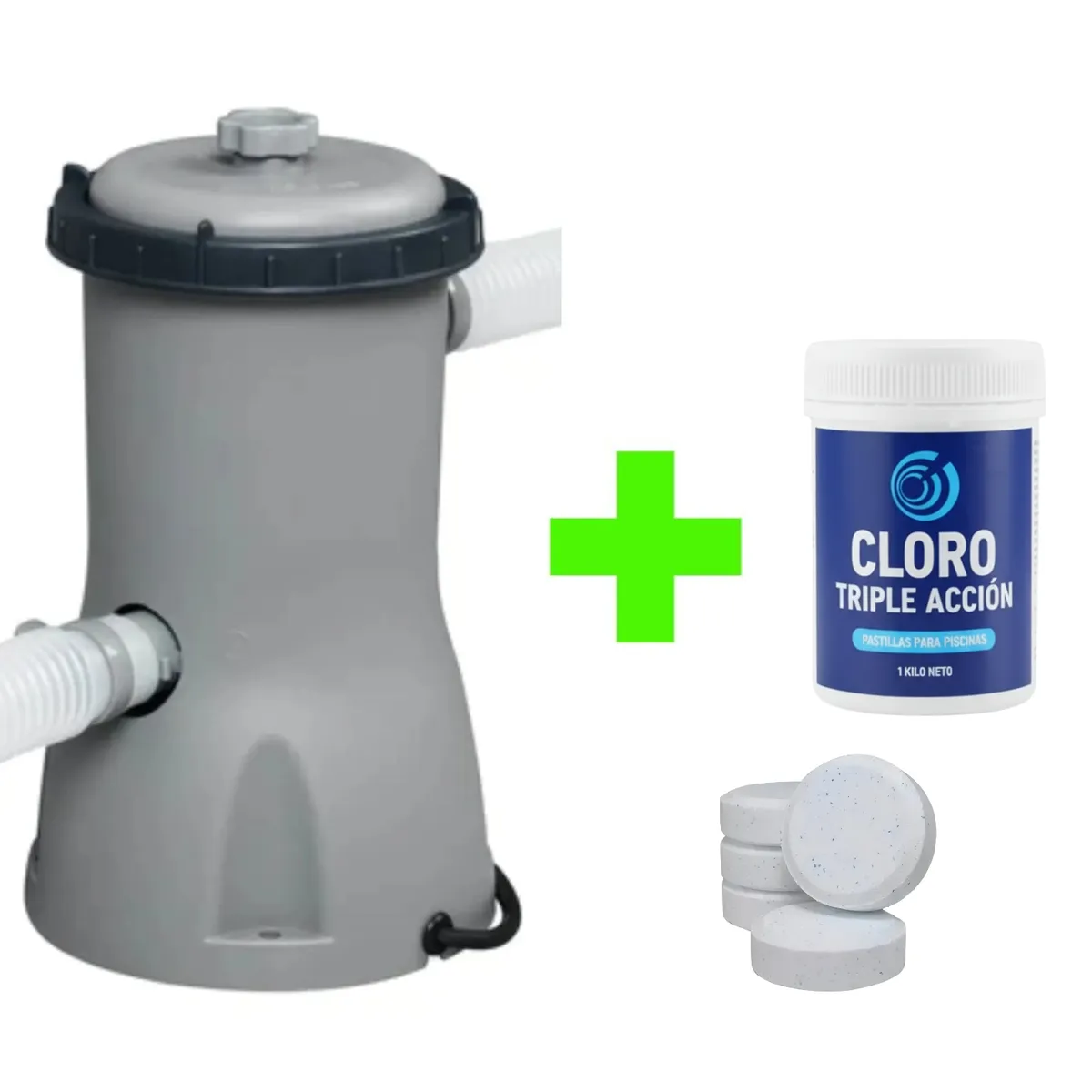 BESTWAY - Filtro Bomba de Piscina Estructural Armable Limpieza Agua + Cloro